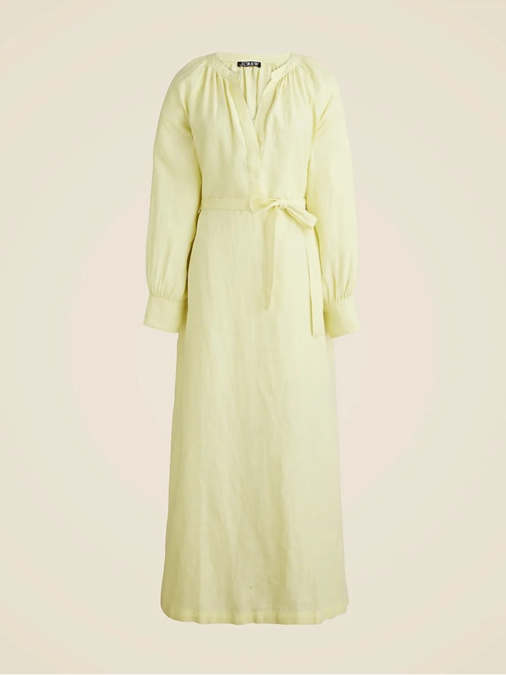 J. Crew Pale Yellow Maxi Dress with Waist Tie